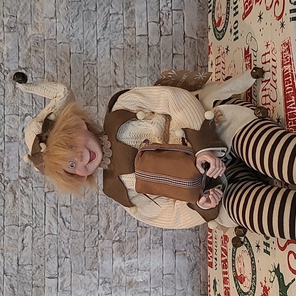 Artic Holiday 24" Sitting Christmas Elf Holding a Christmas Present - Picture 6 of 6